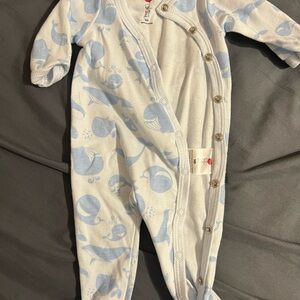 Whale Print Kids Footie Pajamas